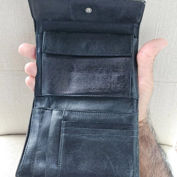 Prada Cardholder Wallet Trifold Leather/satin Billfold Purse Made in Italy - Picture 4 of 12